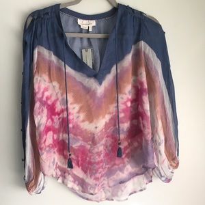 Anthropology tie-dye balloon sleeves blouse, size 2petite